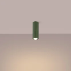 Clearance Sollux Deckenleuchte schmal Ø 6,5 cm H: 40 cm Aluminium in Grün GU10