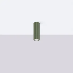 Clearance Sollux Deckenleuchte schmal Ø 6,5 cm H: 40 cm Aluminium in Grün GU10