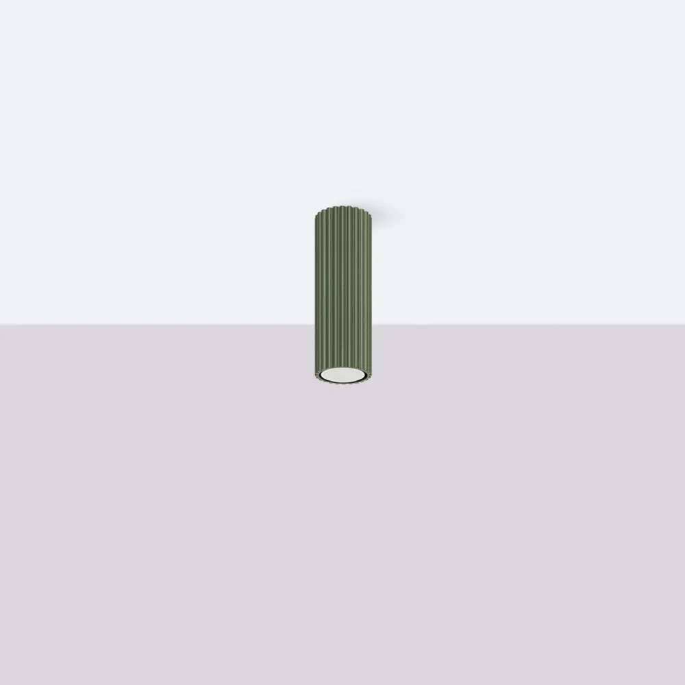 Clearance Sollux Deckenleuchte schmal Ø 6,5 cm H: 40 cm Aluminium in Grün GU10