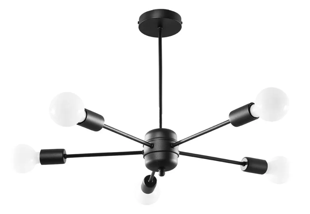 Best Sollux Deckenleuchte Schwarz Ø 66 cm 5-flammig für E27