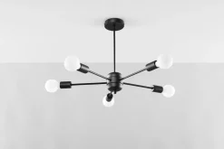 Best Sollux Deckenleuchte Schwarz Ø 66 cm 5-flammig für E27