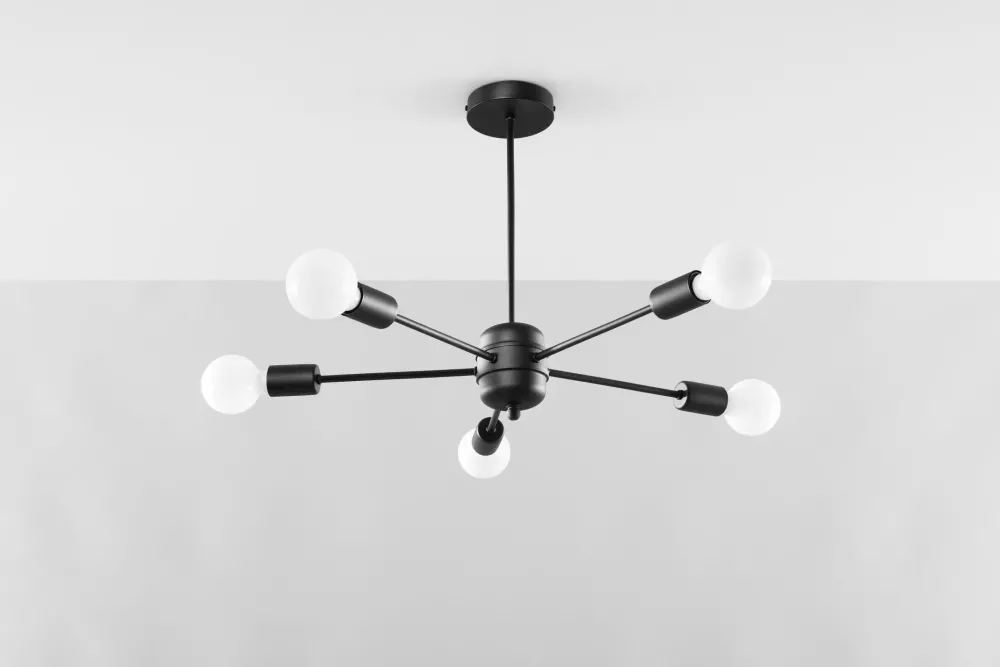 Best Sollux Deckenleuchte Schwarz Ø 66 cm 5-flammig für E27