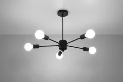 Best Sollux Deckenleuchte Schwarz Ø 66 cm 5-flammig für E27