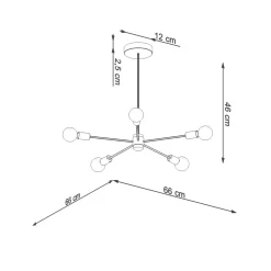 Best Sollux Deckenleuchte Schwarz Ø 66 cm 5-flammig für E27