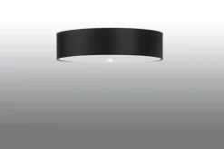 Sollux Deckenleuchte Schwarz Ø 50 cm rund flach Stoff Glas* Stofflampen|Moderne Lampen