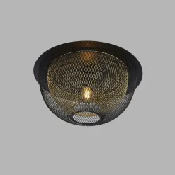 Searchlight Deckenleuchte Schwarz Gold rund Ø 40 cm E27 Metall* Deckenleuchten|Flurlampen