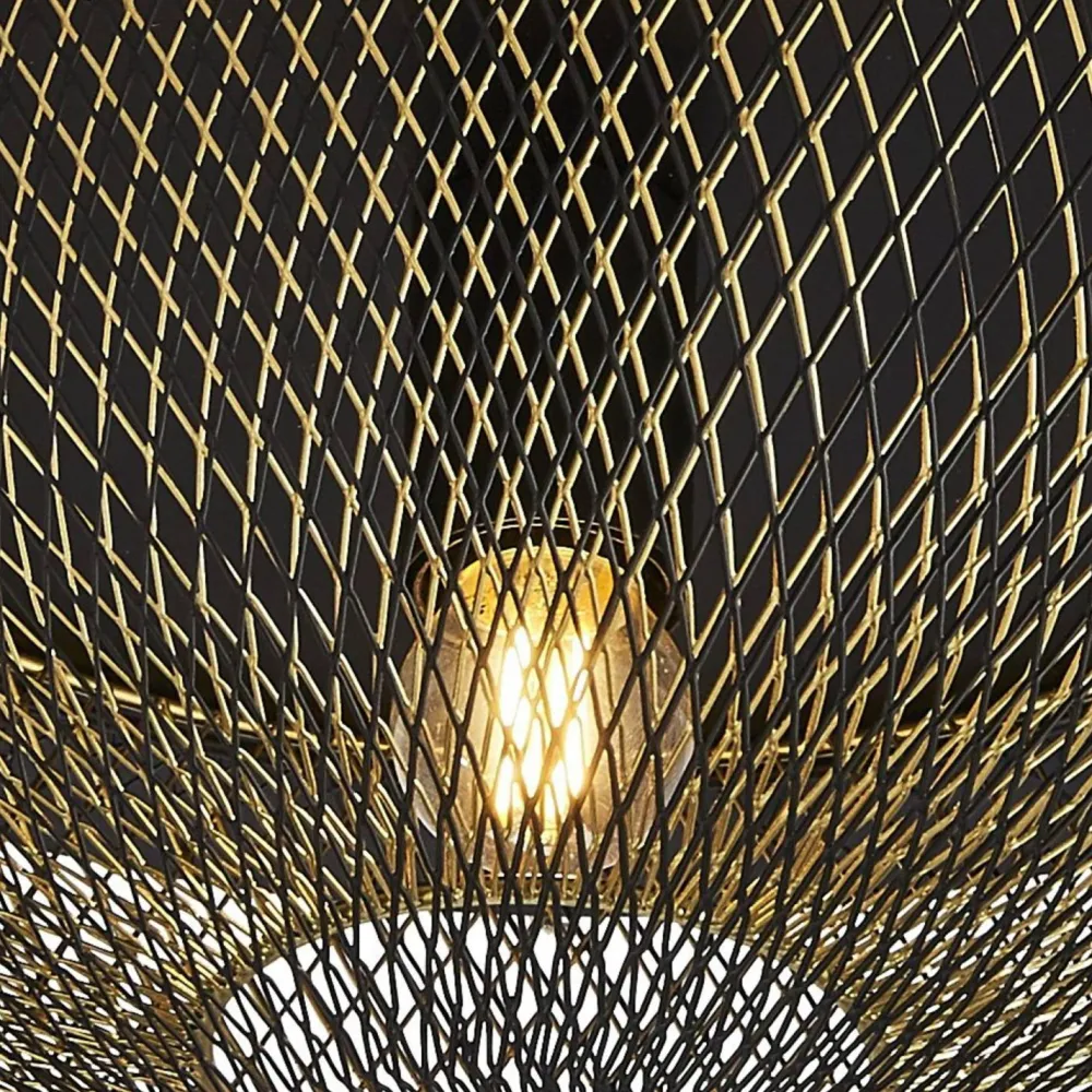 Searchlight Deckenleuchte Schwarz Gold rund Ø 40 cm E27 Metall* Deckenleuchten|Flurlampen