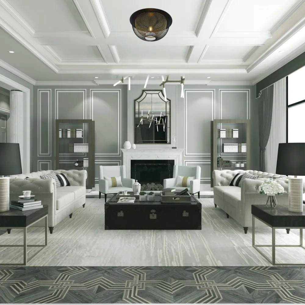 Searchlight Deckenleuchte Schwarz Gold rund Ø 40 cm E27 Metall* Deckenleuchten|Flurlampen