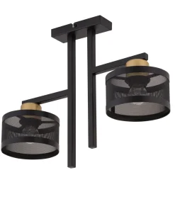 Best Sigma Deckenleuchte Schwarz Gold 2-flammig L:48 cm dekorativ