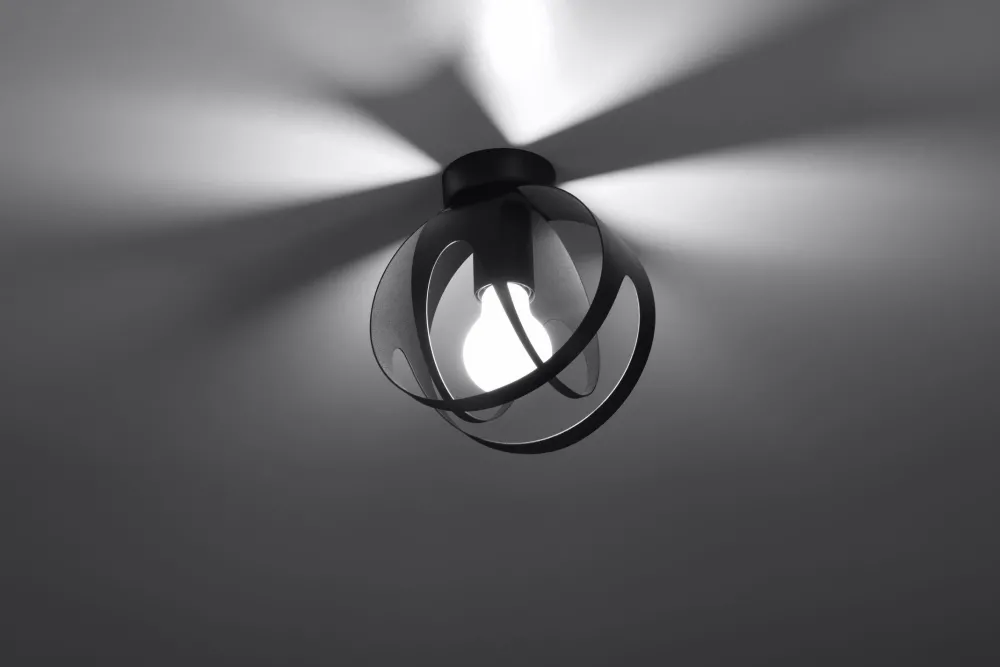 Sollux Deckenleuchte Schwarz Kugel Ø 16 cm klein E27 Modern* Deckenleuchten|Flurlampen