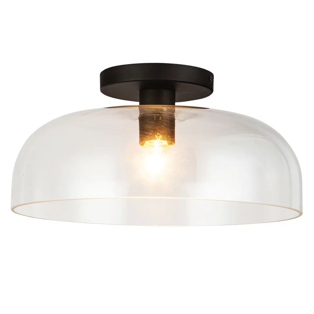 Discount Elstead Deckenleuchte Schwarz Metall Glas D: 30,5 cm rund E27