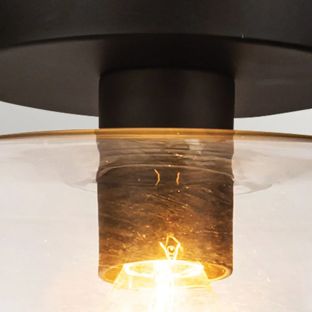 Discount Elstead Deckenleuchte Schwarz Metall Glas D: 30,5 cm rund E27