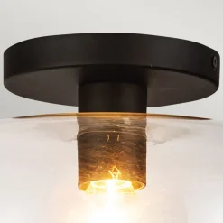 Discount Elstead Deckenleuchte Schwarz Metall Glas D: 30,5 cm rund E27