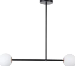 Sigma Deckenleuchte Schwarz Metall Glas blendarm 2-flammig* Deckenleuchten|Kugellampen