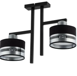 Sigma Deckenleuchte Schwarz Silber gemütlich E27 2-flammig* Deckenleuchten|Moderne Lampen