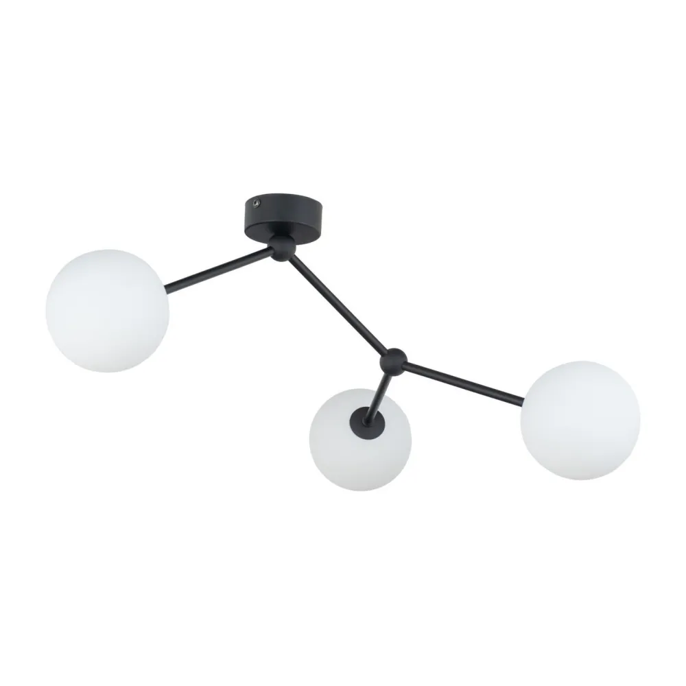 TK Lighting Deckenleuchte Schwarz Weiß Glas Metall 3-flammig Modern* Wohnzimmerlampen|Glaslampen