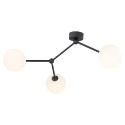 TK Lighting Deckenleuchte Schwarz Weiß Glas Metall 3-flammig Modern* Wohnzimmerlampen|Glaslampen