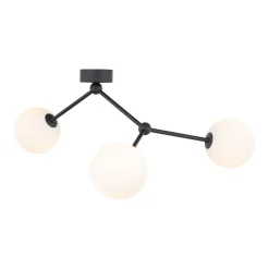 TK Lighting Deckenleuchte Schwarz Weiß Glas Metall 3-flammig Modern* Wohnzimmerlampen|Glaslampen