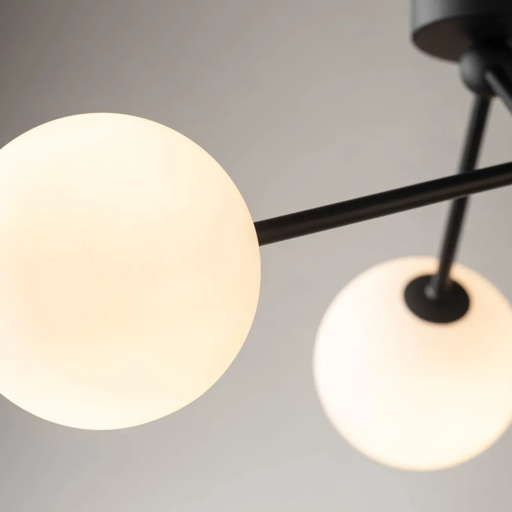 TK Lighting Deckenleuchte Schwarz Weiß Glas Metall 3-flammig Modern* Wohnzimmerlampen|Glaslampen