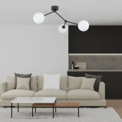 TK Lighting Deckenleuchte Schwarz Weiß Glas Metall 3-flammig Modern* Wohnzimmerlampen|Glaslampen