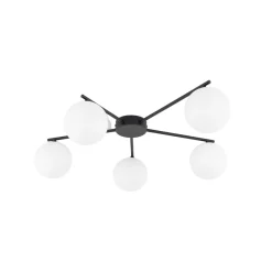 Sale TK Lighting Deckenleuchte Schwarz Weiß L: 67 cm G9 5-flammig Glas Metall