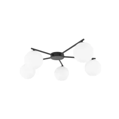 Sale TK Lighting Deckenleuchte Schwarz Weiß L: 67 cm G9 5-flammig Glas Metall