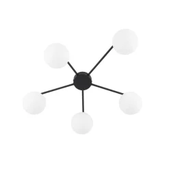 Sale TK Lighting Deckenleuchte Schwarz Weiß L: 67 cm G9 5-flammig Glas Metall