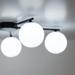 Sale TK Lighting Deckenleuchte Schwarz Weiß L: 67 cm G9 5-flammig Glas Metall