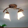 Lamkur Deckenleuchte Shabby Braun antik Floral Wohnzimmer* Glaslampen|Rustikale Lampen
