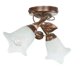 Lamkur Deckenleuchte Shabby Braun antik Floral Wohnzimmer* Glaslampen|Rustikale Lampen