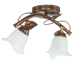 Lamkur Deckenleuchte Shabby Braun antik Floral Wohnzimmer* Glaslampen|Rustikale Lampen