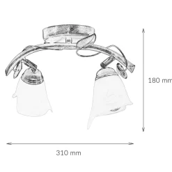 Lamkur Deckenleuchte Shabby Braun antik Floral Wohnzimmer* Glaslampen|Rustikale Lampen