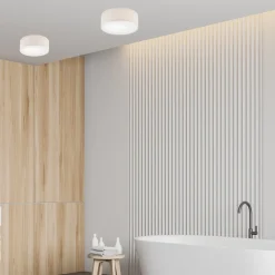 Lamkur Deckenleuchte Stoff Ø 35 cm rund Creme blendarm flach für E27* Deckenleuchten|Flurlampen