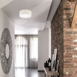 Lamkur Deckenleuchte Stoff Ø 35 cm rund Creme blendarm flach für E27* Deckenleuchten|Flurlampen