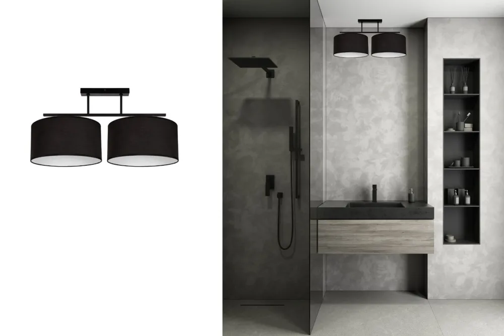 Belis Deckenleuchte Stoff blendarm Schwarz Weiß E27 L:70 cm* Bürolampen|Wohnzimmerlampen