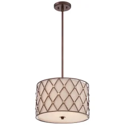 Elstead Deckenleuchte Stoff Metall verstellbar in Kupfer Creme* Deckenleuchten|Vintage Lampen