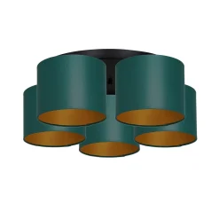 Best Luminex Deckenleuchte Stoff Metall Petrol Gold E27 rund Ø58 cm