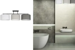 Online Belis Deckenleuchte Stoff Weiß Ecru Graphit E27 L:100 cm