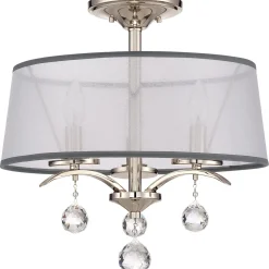 Elstead Deckenleuchte TAZIA in Silber Kristall Ø41cm Lampe* Wohnzimmerlampen|Kristalllampen