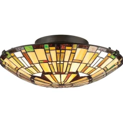 Best Elstead Deckenleuchte Tiffany Stil Buntglas Ø 42 cm rund 2x E27