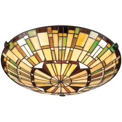 Best Elstead Deckenleuchte Tiffany Stil Buntglas Ø 42 cm rund 2x E27