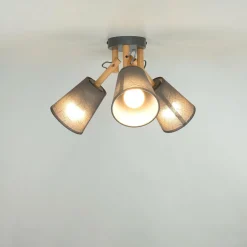 TK Lighting Deckenleuchte VAIO Grau 3-flmg Holz Stoff* Schlafzimmer Lampen|Lampen Aus Aller Welt