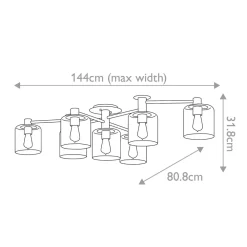 Elstead Deckenleuchte verstellbar B: 80-144 cm groß Metall glas* Deckenleuchten|Badezimmer Lampe