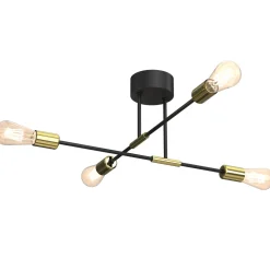 Hot Luminex Deckenleuchte Vintage Metall Schwarz Gold AQIB