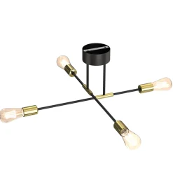 Hot Luminex Deckenleuchte Vintage Metall Schwarz Gold AQIB