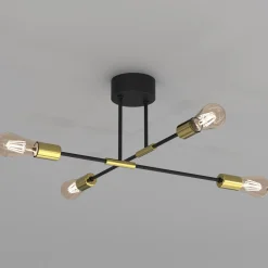 Hot Luminex Deckenleuchte Vintage Metall Schwarz Gold AQIB