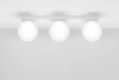 Sollux Deckenleuchte Weiß 50 cm lang Glas Metall 3-flammig G9* Deckenleuchten|Flurlampen