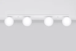 Discount Sollux Deckenleuchte Weiß 88 cm lang Glas Metall 4-flammig G9