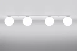 Discount Sollux Deckenleuchte Weiß 88 cm lang Glas Metall 4-flammig G9