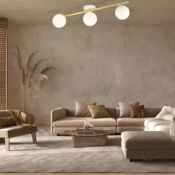 Emibig Deckenleuchte Weiß Gold 80 cm 3-flammig LUISELLA* Deckenleuchten|Flurlampen